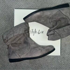 Style & Co. Gray Ankle Booties